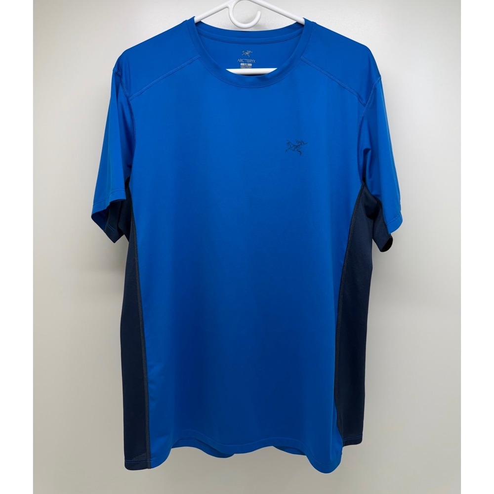 Arc'teryx Cormac Comp SS Shirt Mens Large Blue Trail Running Hiking Tech Tee